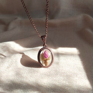 Dried Flower Necklace, Real Pink Rose Pendant, Pressed Flower Jewelry, Special Gift For Women, Floral Gifts, Christmas Gift for Women