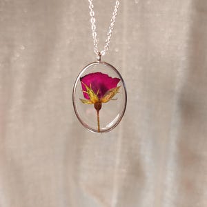 Real Dried Rose Necklace, Pressed Rose Pendant, Real Flower Jewelry, Flower Lover Gifts, Rose Gifts, Unique Gifts for Women