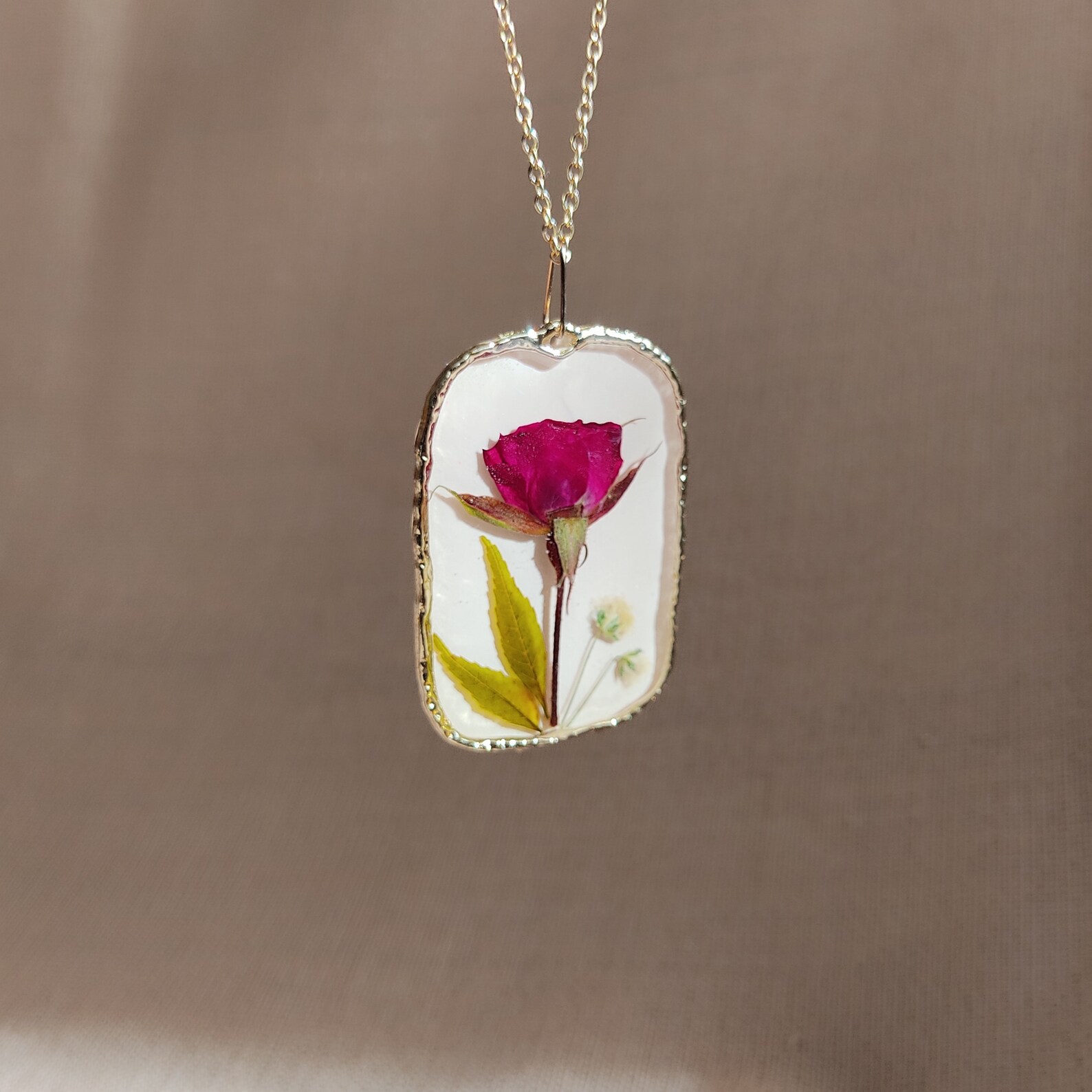 Real Dried Rose Necklace Pressed Red Rose Terrarium Etsy