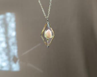 Dried Yellow Rose Necklace: Real Pressed Flower Resin Pendant, Unique Floral Gifts
