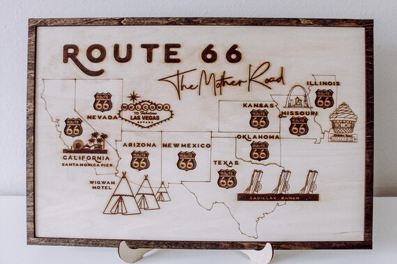 Route 66 Wood Map