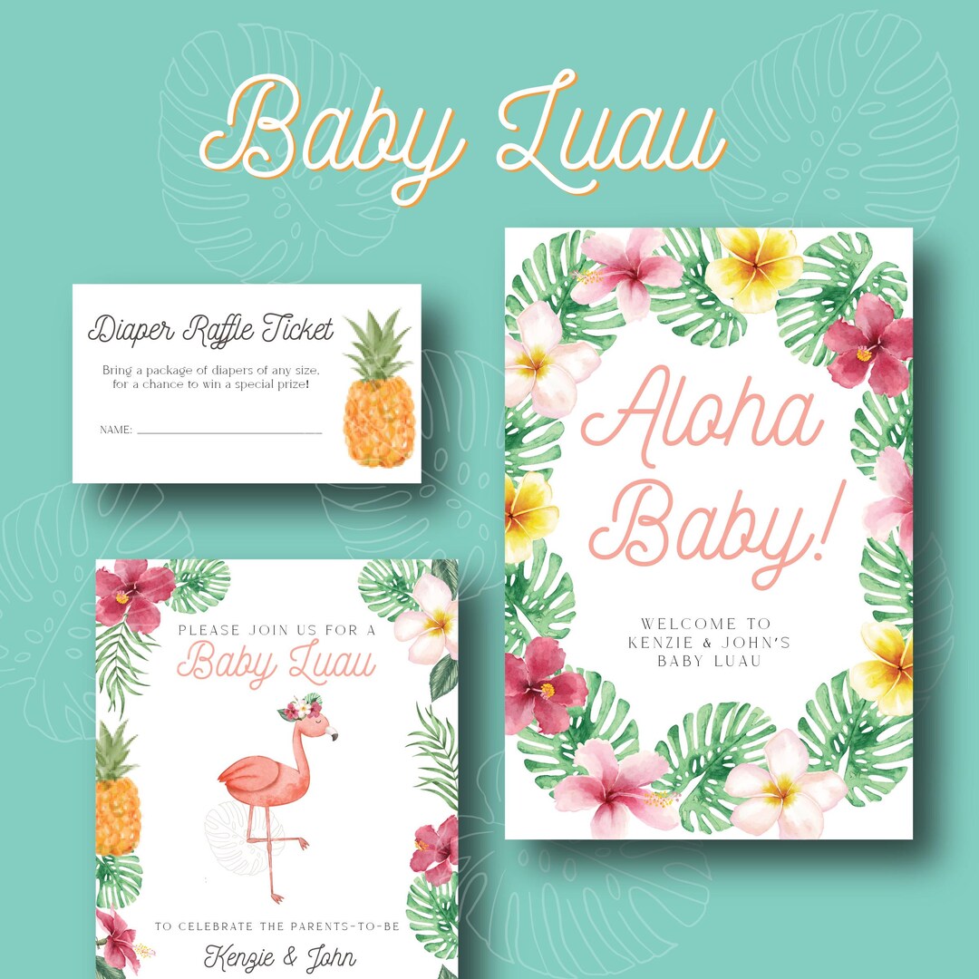 Printable Luau Baby Shower Invitations and Signs - Etsy