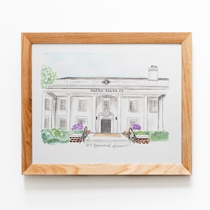 Alpha Delta Pi Mizzou Sorority House Watercolor Print