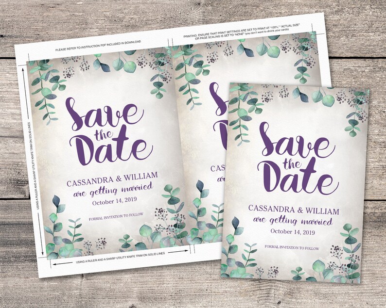 Eucalyptus Save the Date Nature Engagement Announcement Herbal Save-the-Date Card Greenery Wedding Announcement Botanical Save our Date