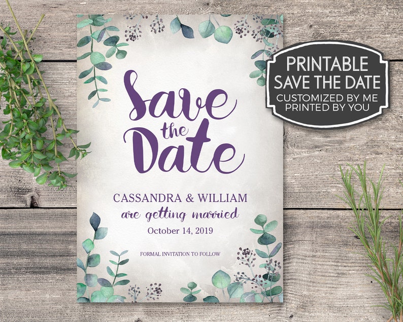 Eucalyptus Save the Date Nature Engagement Announcement Herbal Save-the-Date Card Greenery Wedding Announcement Botanical Save our Date
