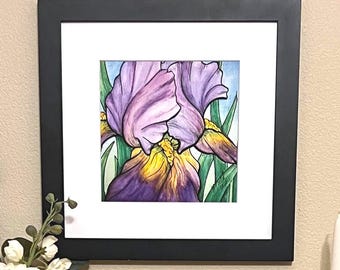 Watercolor Bearded Iris First Edition Giclee Fine Art Print Unframed