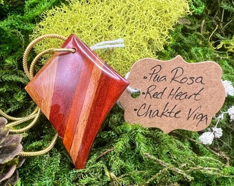 Mixed Cut Wood Pendant - "Shield of Warmth" - 18 inch necklace