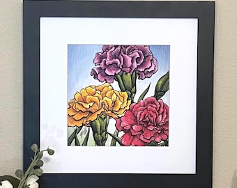 Watercolor Carnation Giclee Fine Art Print - Unframed First Edition