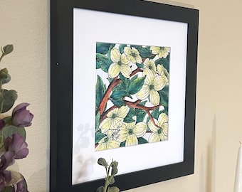 Akwarela Kwiat Derenia Giclee Fine Art Print - Nieoprawione Pierwsze Wydanie