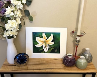 Embellished Giclee Lily Print: "Gilded Lily" Watercolor Art