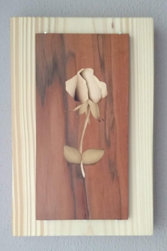 Étoile Murale En Bois Précieux (rose, Pernambouc), Fait Main, Artisanal, Intarsia