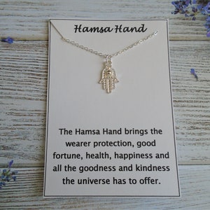 Hamsa Hand Necklace Hand of Fatima Necklace Protection Necklace