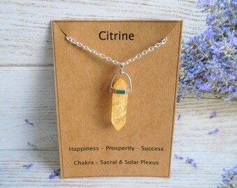 Citrine Necklace, Prosperity Necklace, Chakra Healing Jewellery, Abundance Necklace, Gift For Her, Citrine Crystal, Healing Pendant