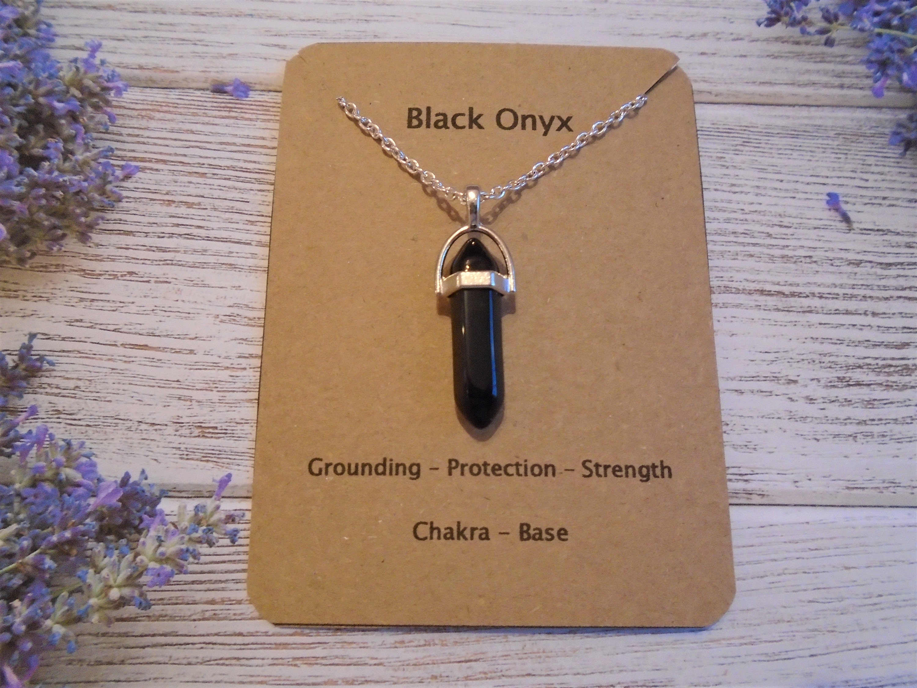 Black Onyx Necklace Protection Necklace Crystal Healing Etsy