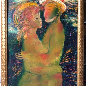 Carnaval Japanese Dancing Couples, Original painting, Ukrainian oil paintingUkrainian artist Bekker, One Of a Kind, Original oil painting