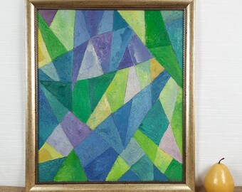 Abstract Geometric Oil Painting, Framed Ukrainian Art