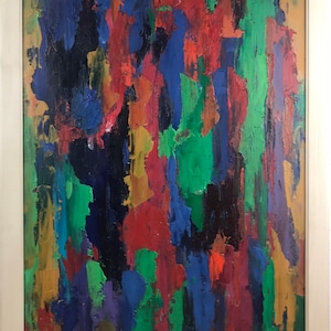 Large Original Painting, Abstract Composition, Oil Painting, One of a Kind, Framed