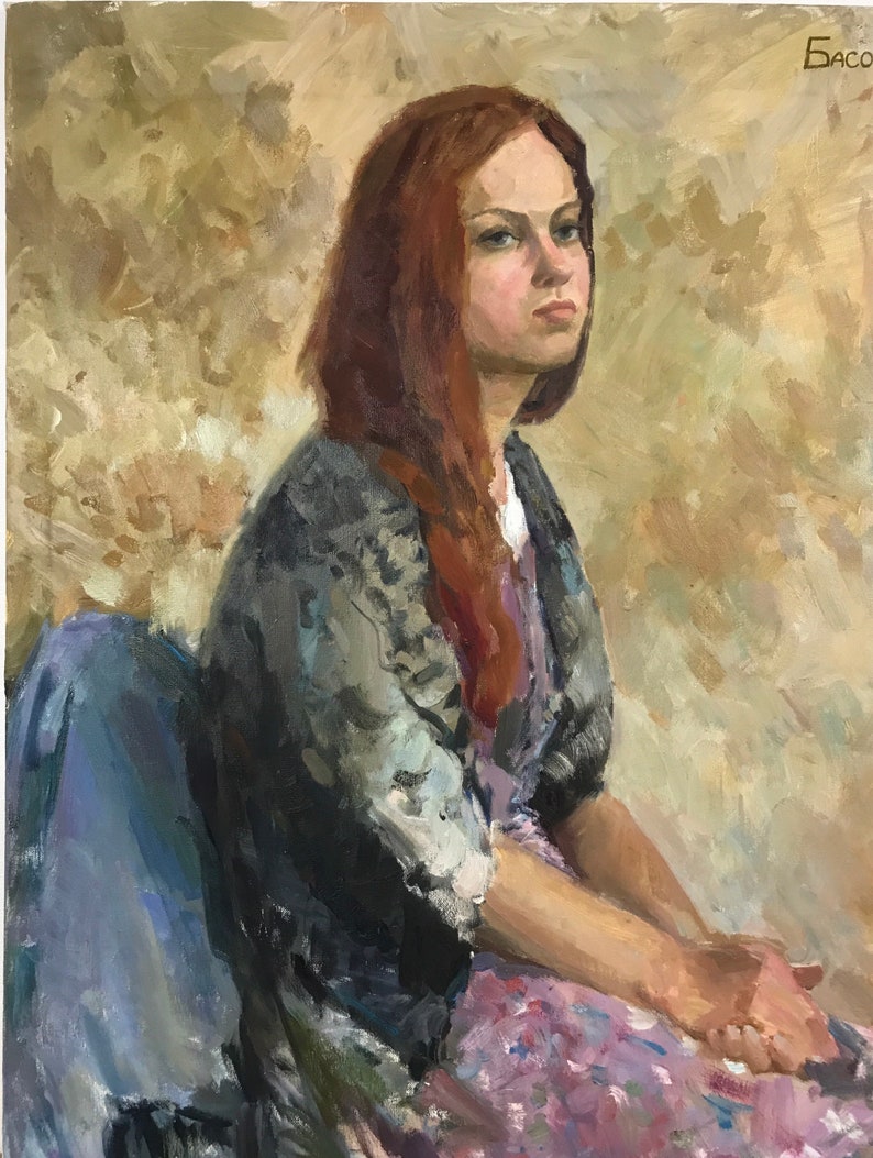 Large Oil Painting Original Oil Painting Portrait Girl Etsy