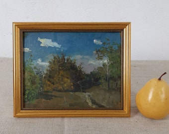 Small oil Painting, Autumn Scenariy Trees Landscape, European Fine Art, One of a kind hand made, Original Ukrainian oil painting