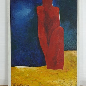 Abstract multi color oil painting, Ukrainian artist Shchekina, Loneliness, One of a kind, Framed, Original Ukrainian oil painting