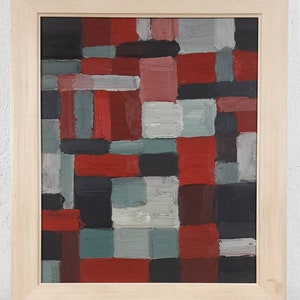 Abstract geometric multi color composition, original Oil painting, One of a kind, Framed, original Ukrainian oil painting