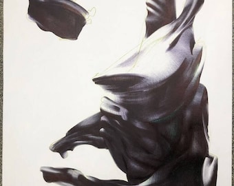 Original Abstract Pencil Drawing: Black Modern Art, 20.4x15.7 inch