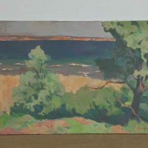Oil Seascape, Landscape Painting, Original Vintage Oil Painting, Ukrainian artist Sleshinsky