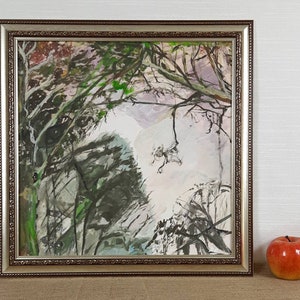 Landscape Scenariy Trees Nature, Ukrainian artist, One of the kind, Original Ukrainian oil painting