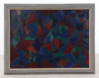 Abstract Geometric multi color composition, Original Ukrainian Oil painting, One of a kind, Framed