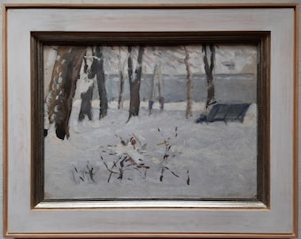 Winter Landscape Oil Painting, Framed Ukrainian Fine Art
