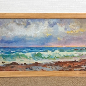 Stormy Sea, Oil Seascape, Sunset Seascape, Original Oil Painting, Ukrainian Artist