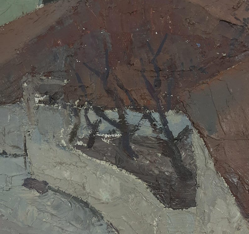 Oil Seascape, Cityscape, Original Vintage Oil Painting, Ukrainian