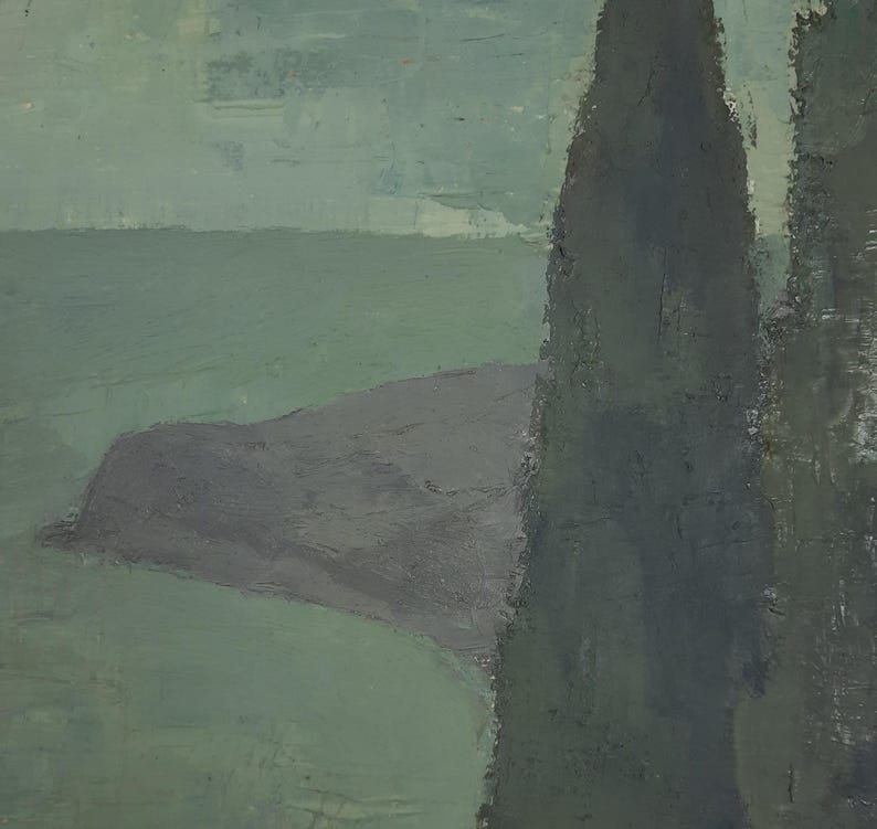 Oil Seascape, Cityscape, Original Vintage Oil Painting, Ukrainian