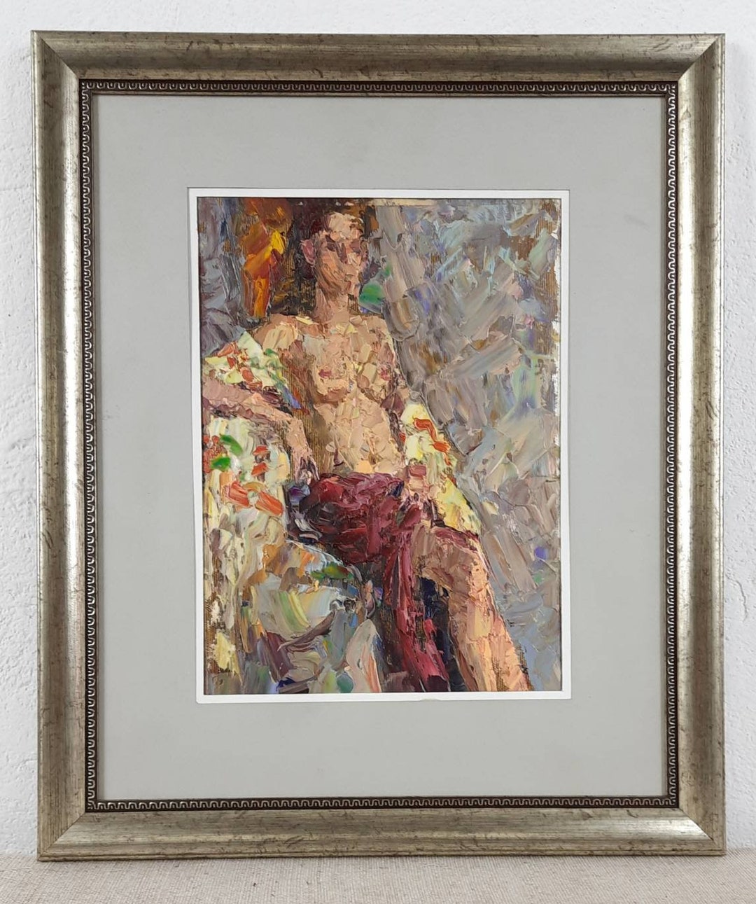 Erotic Beauty Nude Woman, Multi Color Oil Painting, Original Ukrainian