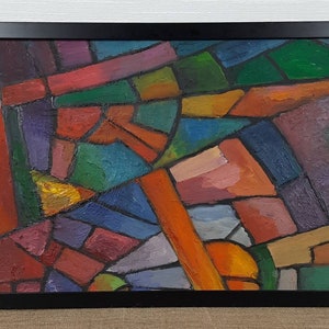 Abstract geometric Composition Oil Painting, One of a Kind, Framed, Original Ukrainian oil painting