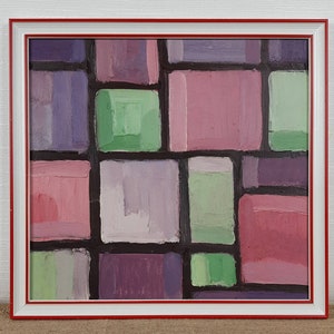 Abstract geometric multi color composition Contemporary Art Oil painting, One of a kind, Framed, Original Ukrainian oil painting