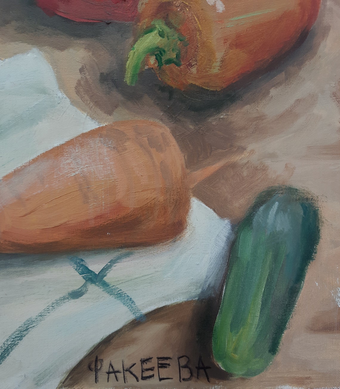 Original painting Still life Vegetables Oil painting One Etsy