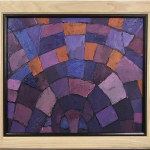 Abstract Composition Oil Painting, Scene  Sunrise, One of a Kind, Framed Original oil painting