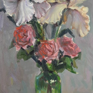 Original oil on canvas board painting, Floral Still life, Flowers, Summer, One of a kind