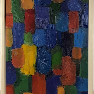 Multi Color Abstract composition, Original Ukrainian Oil painting, One of a kind, Framed