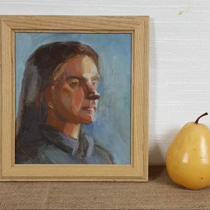 Female Portrait Beauty Girl, Ukrainian painting, Shelf painting, One Of a Kind, Framed, Small Original oil painting,