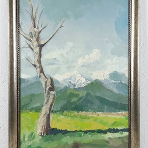 Original painting, Oil painting, Landscape tree Scenariy Mountain , Ukrainian oil painting One of the kind