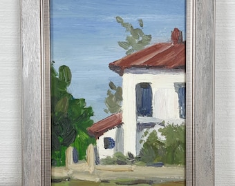 Summer Landscape Scenery Sky, Old House Village , Ukrainian oil Painting, Expressive Ukrainian Original oil painting