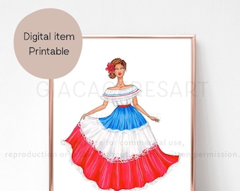 Dominican woman wall art, Dominican Republic digital print, Mujer Dominicana, Hispanic Heritage, Dominican Republic, Dominican Heritage