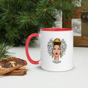 Panama empollerada ceramic mug | Panama mug  | Pollera Panama coffee mug | Panama gift