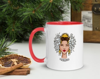 Panama empollerada ceramic mug | Panama mug  | Pollera Panama coffee mug | Panama gift