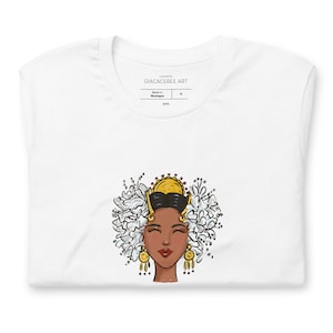 Panamanian Tembleques t-shirt |  Panamanian gift | Medium skin woman art | Panama tshirt | Latino gifts | Panama art | Cotton tshirt