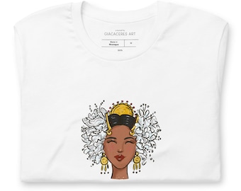 Panamanian Tembleques t-shirt |  Panamanian gift | Medium skin woman art | Panama tshirt | Latino gifts | Panama art | Cotton tshirt