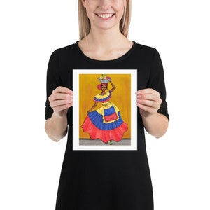 Palenquera from Cartagena Colombia art print, Colombia poster, Colombian gifts, Souvenir from Cartagena, Colombian Palenquera poster 8×10