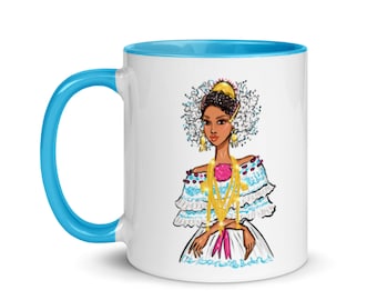 Panameña mug | Pollera from Panamá |  Panamanian woman wearing traditional pollera | traditional clothing | Empollerada
